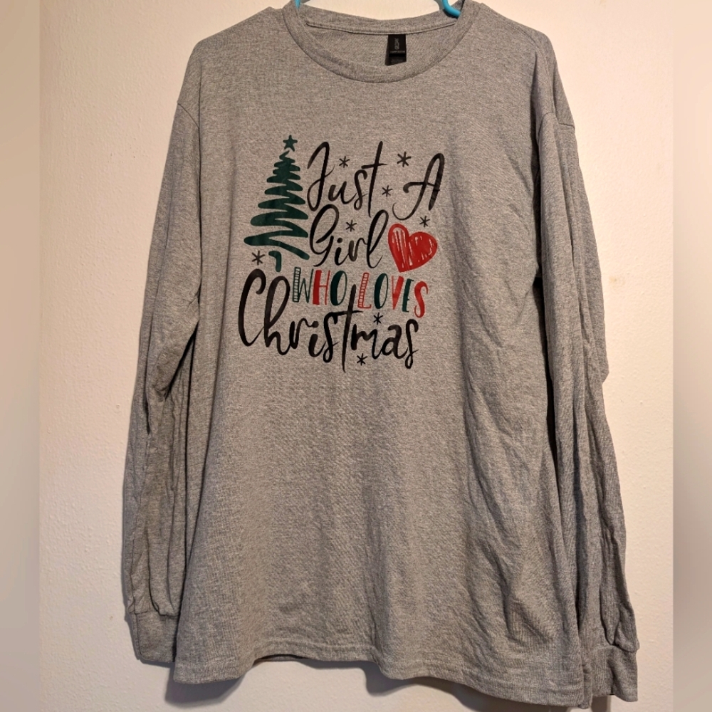 Just a girl who loves Christmas hand crafted long sleeve shirt size medium